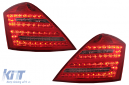 Full LED Taillights suitable for Mercedes S-Class W221 (2005-2009) Red Clear Facelift Design with Dynamic Sequential Turning Signal - TLMBW221FDDS