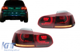 Задни светлини Full LED , подходящи за VW Golf 6 VI (2008-2013) R20 Дизайн Червен дим Turning Light Статично-image-6127201