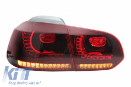 Задни светлини Full LED , подходящи за VW Golf 6 VI (2008-2013) R20 Дизайн Red Череша с последователни Динамичен Въртящи се светлини (LHD и RHD)-image-6037395