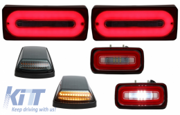 image-78-Full LED Задни светлини светлини с фарове за мъгла и Въртящи се светлини, Опушен, подходящи за MERCEDES Benz G-class W463 (1989-2015) червени Динамичен последователни Въртящи се светлини