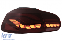Задни светлини Full LED , подходящи за VW Golf 6 VI (2008-2013) Червен дим с последователни Динамичен Въртящи се светлини (LHD и RHD)-image-6082682