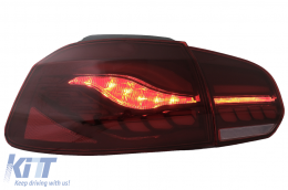 Задни светлини Full LED , подходящи за VW Golf 6 VI (2008-2013) Червен дим с последователни Динамичен Въртящи се светлини (LHD и RHD)-image-6082690