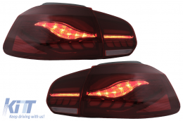 Задни светлини Full LED , подходящи за VW Golf 6 VI (2008-2013) Червен дим с последователни Динамичен Въртящи се светлини (LHD и RHD)-image-6082691