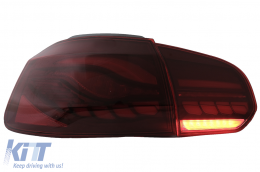 Задни светлини Full LED , подходящи за VW Golf 6 VI (2008-2013) Червен дим с последователни Динамичен Въртящи се светлини (LHD и RHD)-image-6082693
