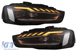 image-30-Full LED Фарове подходящи за AUDI A4 B8.5 Facelift (2012-2015) Динамичен Sequential Turning Light Черен A4 B9.5 Дизайн