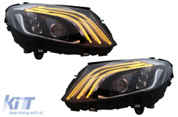Full LED Фарове , подходящи за Mercedes C-Class W205 S205 (2014-2020) LHD W222 Дизайн-image-6091834