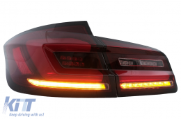 Full LED задни Задни светлини , подходящи за BMW 5 Series F10 (2011-2017) Червен дим , Динамичен последователен мигач-image-6096172