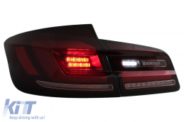 Full LED задни Задни светлини , подходящи за BMW 5 Series F10 (2011-2017) Червен дим , Динамичен последователен мигач-image-6096179