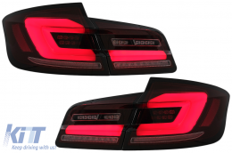 Full LED задни Задни светлини , подходящи за BMW 5 Series F10 (2011-2017) Червен дим , Динамичен последователен мигач-image-6096183