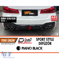 image-14-G30-G38 Sport Style Rear Diffuser With Lamp Piano Black ABS / 2017-2022