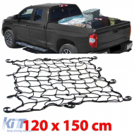 image-1-Gepäcktrennnetz für den Kofferraum elastisch mit 10 Haken schwarz 120x150cm universal