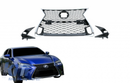 image-43-Gitter für Lexus GS L10 2015-2018 F-Sport Look Interieur Schwarz Silberrahmen