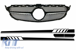 image-8-Gitter für Mercedes C C205 A205 2014-2018 C63 Look Seitenaufkleber Matt-schwarz