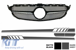 image-9-Gitter für Mercedes C C205 A205 2014-2018 C63 Look Seitenaufkleber Dunkelgrau