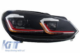 Gitter für VW Golf 6 VI 2008-2012 LED Scheinwerfer Dynamisch Drehen Lichter GTI Look-image-6052953