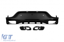 GLC63 type diffuser with black tips suitable for rear A Design bumper on Mercedes GLC Coupe C253 2016-2022 -oo--oo-, with black trim - ABMERA6011518