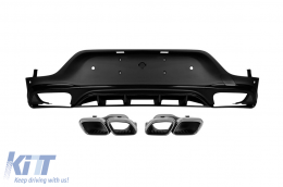 GLC63 type diffuser with chrome tips for rear A Design bumper suitable for Mercedes GLC Coupe C253 2016-2022 -oo--oo-, with black trim - ABMERA6011517