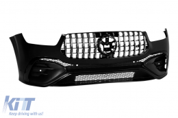 GLE53 Facelift-Stil Frontstoßstange geeignet für Mercedes GLE W167, GLE Coupe C167 2018-2023, nach 2024, mit Chrom/schwarzem GT-Kühlergrill-image-6138958