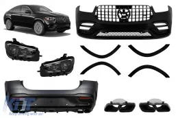 image-66-GLE63 A Design package suitable for Mercedes GLE Coupe C167 2020-2023 with black trim, black grille, black exhaust tips, and LED headlights