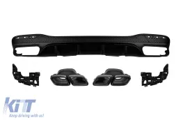 image-55-GLE63 Typ Diffusor mit schwarzen Endrohren geeignet für den hinteren A Design Stoßfänger am Mercedes GLE W166 2015-2019 -oo--oo-, mit schwarzem Zierleisten