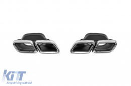 GLE63 Typ Diffusor mit verchromten Enden geeignet für hintere A Design Stoßstange Mercedes GLE W166 2015-2019 -oo--oo-, mit verchromtem Trim-image-6264601