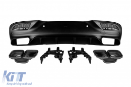 GLE63 type diffuser with black tips suitable for rear A Design bumper on Mercedes GLE Coupe C292 2015-2019 -oo--oo-, with black trim - ABRBDM6027330
