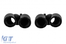 Gloss black round exhaust tips set suitable for Porsche 911 991 2011-2016 - ABEMTP6015806