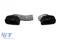 Glossy black exhaust tips suitable for rear M bumper on BMW X5 F15 2013-2018, X6 F16 2014-2019-image-6157510