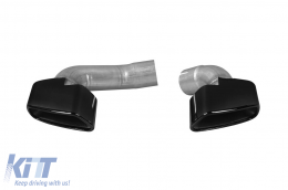 Glossy black exhaust tips suitable for rear M bumper on BMW X5 F15 2013-2018, X6 F16 2014-2019-image-6157511