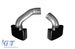 Glossy black exhaust tips suitable for rear M bumper on BMW X5 F15 2013-2018, X6 F16 2014-2019-image-6157512