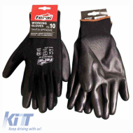 Gloves Polyester / PU No10 - XL Black 2 Pcs
