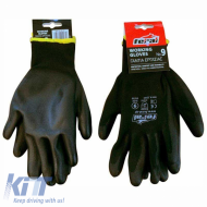 Gloves Polyester / PU No9 - Large Black 2 Pcs