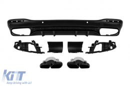 GLS63 type diffuser with black tips suitable for rear A Design bumper on Mercedes GLS X167 after 2019 -oo--oo-, with black trim - ABMERA6009562