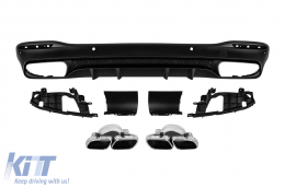 GLS63 type diffuser with chrome tips for rear A Design bumper suitable for Mercedes GLS X167 after 2019 -oo--oo-, with black trim - ABMERA6009563