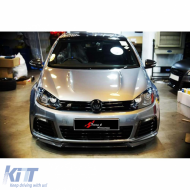image-24-Golf 6 3 Pieces R Model Front Lip Piano Black Vacuum Plastic / 2008-2012
