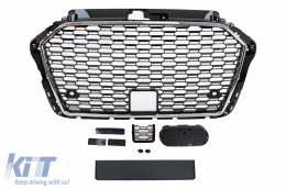 image-25-Griglia Calandra per Audi A3 8V Facelift 2017-2019 RS3 Design Nero Crom senza stemma