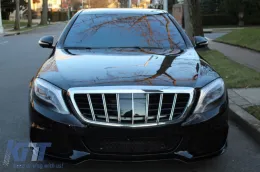 Griglia cromata/nera tipo Brabus adatta per Mercedes S-Class W222 2013-2020 per il modello con Distronic e Night Vision-image-6265529