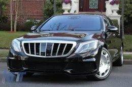 Griglia cromata/nera tipo Brabus adatta per Mercedes S-Class W222 2013-2020 per il modello con Distronic e Night Vision-image-6265530
