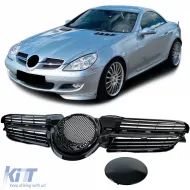image-48-Griglia del radiatore nera lucida adatta per Mercedes SLK R171 2004-2007 pre-facelift