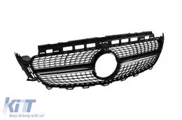 Griglia in diamante cromata/nera adatta per Mercedes E-Class W213 berlina, S213 station wagon, C238 coupé, A238 cabriolet 2016-2019 con apertura per telecamera-image-6236952