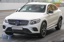 Griglia in diamante cromata/nera adatta per Mercedes GLC SUV X253, GLC Coupe C253 2015-2018 con apertura per telecamera-image-6236992