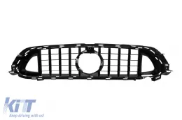 Griglia in lacca nera tipo Brabus con linee rosse adatta per Mercedes E-Class W213 berlina, S213 station wagon dopo il 2020 con apertura per telecamera-image-6138046