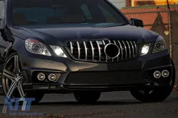 Griglia in stile GT cromata/nera adatta per Mercedes E-Class W212 2009-2013 senza apertura per telecamera-image-6145727
