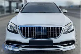 Griglia in stile Maybach cromo/nera adatta per Mercedes S-Class W222 2013-2020 per il modello con Distronic-image-6265498
