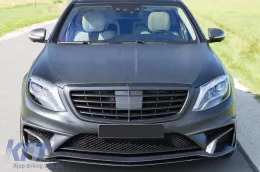 Griglia nera opaca tipo A Design adatta per Mercedes Classe S W222 2013-2020 per il modello con Distronic e Visione Notturna-image-6145744