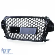 Griglia radiatore sportiva a nido d'ape nera lucida adatta per Audi Q3 8U pre-facelift 11-15-image-6206506
