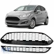 image-57-Grill-Set ST Waben-Design oben und unten glänzend schwarz, geeignet für Ford Fiesta 13–17