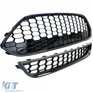 Grill-Set ST Waben-Design oben und unten glänzend schwarz, geeignet für Ford Fiesta 13–17-image-6207984