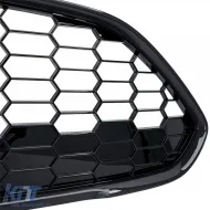 Grill-Set ST Waben-Design oben und unten glänzend schwarz, geeignet für Ford Fiesta 13–17-image-6207987