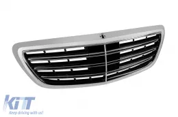Grille A Design chromé/noir adapté pour Mercedes Classe S W222 2013-2020 pour le modèle avec Distronic, sans Vision Nocturne-image-6146525
